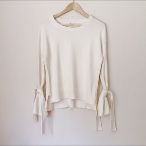 NWT Madewell Cream Tie-Cuff Pullover Sweater